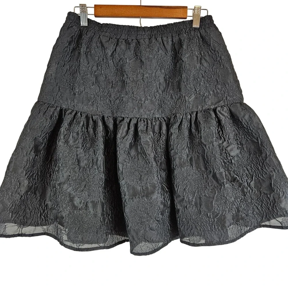 Bardot Demi Floral Jacquard‎ Skirt, black, size US 8 /M